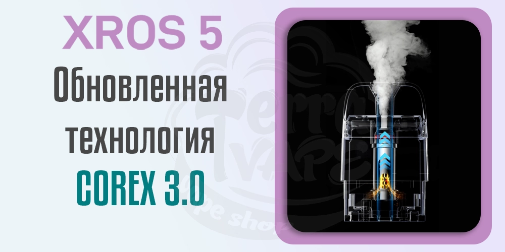 Технология COREX 3.0 в картриджах для Vaporesso XROS 5