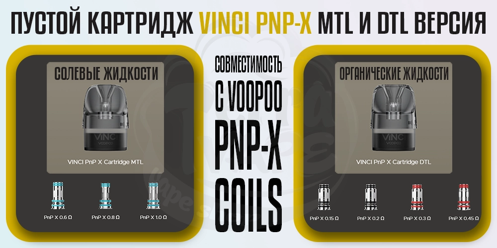 Подбор жидкости по сопротивлению испарителя для картриджа VINCI PNP X Cartridge